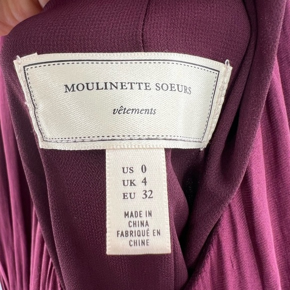Moulinette Soeurs maron purple sleeveless ruched waist dress size 0 - Picture 5 of 6